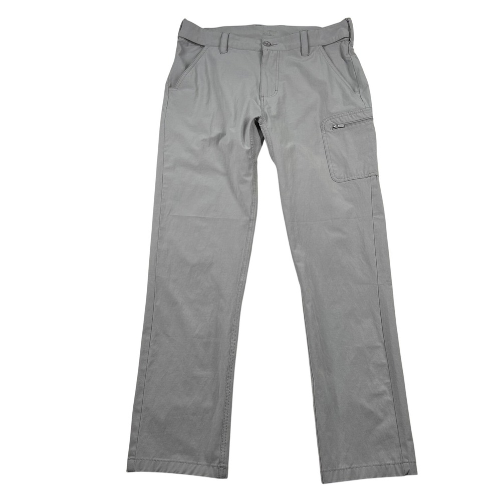 Huk Performance Fishing Pants Mens Large Grey Straight Leg Utility Cargo Stretch